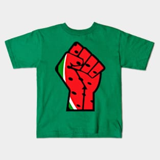 Watermelon Palestine Black Power Fist - Left Side - Front Kids T-Shirt